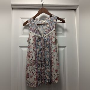 Sleeveless floral print blouse size extra small